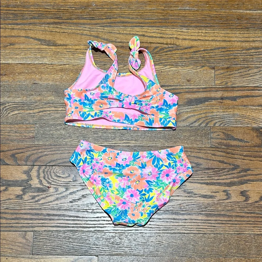 Never worn Cat & Jack Floral Kids Bikini - Pink and Blue - Picture 3 of 5